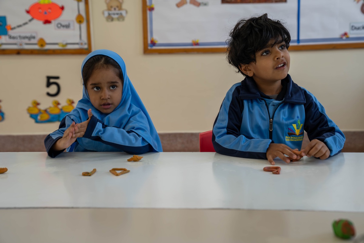 Kindergarten pupils in class at Huda Integrated School